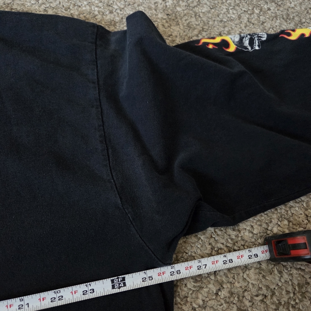 Vintage Y2K Grunge Flaming Skull Fire Goth Long Sleeve Tshirt XXL Gildan Heavywe - Picture 9 of 13